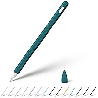 Silicone Case Sleeve Cover Compatible with Apple Pencil 2nd Generation, Protective Skin Holder Grip and Tip Cap Accessories for iPad Pro 11/12.9 inch, Forest Green