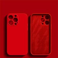 Liquid Silicone Solid Color Phone Case for iPhone 14 Pro Max 13 12 11 XS XR X Mini 7 8 Plus SE Shockproof Soft Cover,red,for iPhone 12pro max
