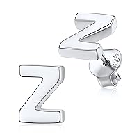 Small Letter Z Stud Earrings for Little Babe Fashion Plain Silver Ear Jewelry Friendly to Sensitive Ears
