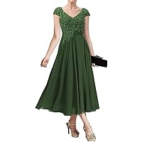 Oliva Green Dress Mother of The Bride Dresses Tea Length Party Wedding Guest for Women Wedding Guest