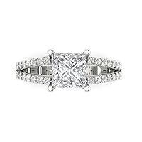 2.42 ct Princess Cut Genuine Clear Simulated Diamond Bridal Anniversary Promise Engagement 18K White Gold Solitaire s Ring