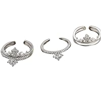 Opening Ring Adjustable Trend Combo Zircon Crown Jewelry Fashion Ladies Rings Teen Jewelry for Girls