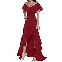 Women's Long Dresses Fashion V-Neck Split Ruffle Irregular Elegant Dress Dresses Casual