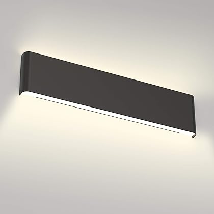 Aipsun 24in/20W LED Matte Black Modern Vanity Light Matte Black Wall Light Up Down Wall Mount Lights Indoor Modern Wall Light for Bathroom(Neutral White 4000K)