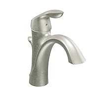 Moen Eva Brushed Nickel One-Handle Single Hole Bathroom Sink Faucet with Optional Deckplate and Available Vessel Sink Extension Kit, 6400BN