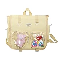 Ita Bag Backpack Kawaii Cute Pin Display Bag Messenger Japanese Transparent Clear Bags (Yellow)