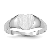 Jewels By Lux Monogram Initial Engravable Custom Personalized Polished For Men or Women 14k White Gold 7x9.5mm Closed Back Heart Signet Band Ring