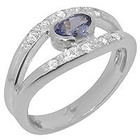 925 Sterling Silver Natural Tanzanite Cubic Zirconia Womens Band Ring - Sizes 4 to 12 Available