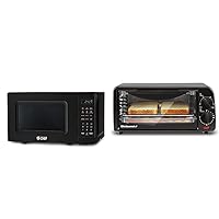 COMMERCIAL CHEF Small Microwave 0.7 Cu. Ft. Countertop Microwave with Digital Display, Black Microwave & Elite Gourmet ETO236 Personal 2 Slice Countertop Toaster Oven with 15 Minute Timer