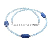 Aquamarine Handmade Natural 4mm Necklace Round Graduated AAA Aquamarine Beads Necklace 20