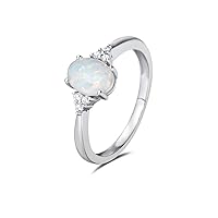 Birthstone Rings for Women Sterling Silver Created Opal Rings Garnet Ruby Rings Engagement Ring Fine Jewelry for Women Size 4,5,6,7,8,9,10
