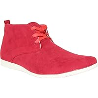 CORONADO Men's Casual Boots CODY-9 Faux Suede Soft Comfort Desert Boots with an Almond Toe Red