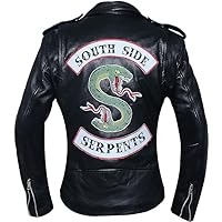 Ladies Snake Gang S Logo Snake Patch Jughead Jones Cole Sprouse Black Real Leather Jackets for Women