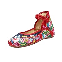 Handmade Vintage Women's Old Beijing Flats Chinese Embroidered Cloth Casual Denim Shoes Woman