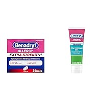 Benadryl Extra Strength 50mg Allergy Relief Tablets 24ct & Anti Itch Gel 3.5oz