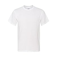 Jerzees Men's Stitching Crewneck Polyester T-Shirt, White, Large. (Pack of 12)