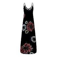 Women Dresses,Women's Summer Casual Floral Printed Bohemian Spaghetti Strap Floral Long Maxi Dress with Pockets