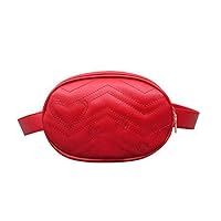 Waist Fanny Pack Women Leather Woolen Belt Zipper Waist Bag Travel Wallet (red)