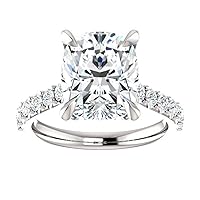 Siyaa Gems 3.50 CT Cushion Moissanite Engagement Rings Wedding Eternity Band Vintage Solitaire Halo Silver Jewelry Anniversary Promise Ring Gift