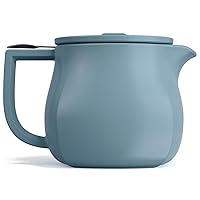 Tea Forte Fiore Ceramic Teapot with Infuser and Lid, Stone Blue, 24 oz. Ceramic Pot for Steeping Loose Leaf Tea, Dishwasher & Microwave Safe