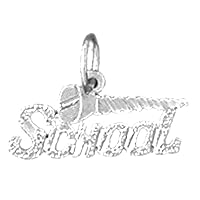 18K White Gold Screw School Saying Pendant, Made in USA
