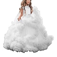Mulanbridal Stunning Flower Girl Dresses for Wedding Pageant Tulle Ball Gowns for Girls 2-12 Year Old