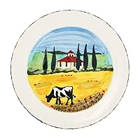 Vietri Terra Toscana Dinner Plate, 11 Inch Terra Bianca Ceramic Plate, Handcrafted Dinnerware