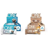 ONE Protein Bars, Marshmallow Hot Cocoa & Vanilla Latte with Caffeine, Gluten Free Protein Bars with 20g Protein and only 1g Sugar (12 Count)