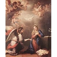 4 Oil Paintings Annunciation Christian Baroque Bartolome Esteban Murillo Art Decor on Canvas - Famous Works 01, 50-$2000 Hand Painted by Art Academies' Teachers