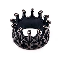 Men's Stainless Steel King Crown Ring Knight Cross Band