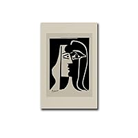 YX Tide Poster Decorative Canvas Painting Pablo Picasso Print Black White Beige Wall Art Exhibition Poster Woman Face Modern Home and Bedroom Decoration 20x30inch Without Frame