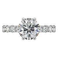 HNB Gems 5 CT Round Cut Solitaire Moissanite Engagement Rings, VVS1 4 Prong Irene Knife-Edge Silver Wedding Ring, Woman Gift, Promise Gift