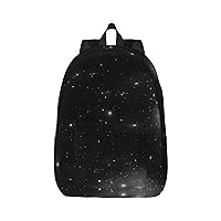 Stylish Canvas Casual Lightweight Backpack For Men, Women,Black And White Galaxy Laptop Travel Rucksack