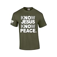 Mens Christian Know Jesus Know Peace Short Sleeve T-Shirt Graphic Tee
