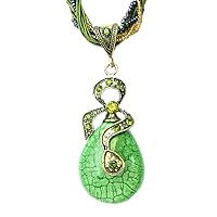 Gem Multilayer Bohemia Crystal Women Accessories Chain Necklace Pendant By TenDollar (Green)