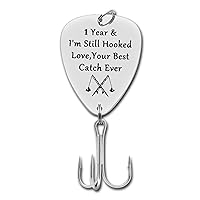 Anniversary Hook Gift for Him Her 1 Year & I'm Still Hooked Fishing Lure Gifts Fisherman Gifts for Husband Boyfriend First Year Gift Wedding 1st Year Anniversary Hook Valentine's Day Birthday Gift