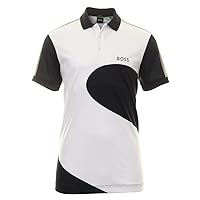 Hugo Boss Men's Paddy 8 White Geometric Print Short Sleeve Polo T-Shirt (as1, Alpha, s, Regular, Regular)