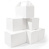 Happyhiram 10-Pack Large Gable Boxes White - 9x6x6 Inch Sturdy Cardboard Containers for Gifts, Box Lunches, Cookies, and Birthday Wedding, Welcome Boxes Easy to Assemble with Handles