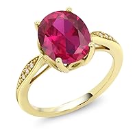 Gem Stone King 14K Yellow Gold Oval Gemstone Birthstone and Diamond Engagement Ring | Oval 10X8MM | Wedding Engagement Anniversary Promise Gold Ring For Women