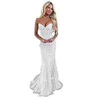 Women's Strapless Tulle Mermaid Ball Dress Sleeveless Lace Applique Homecoming Party Dress