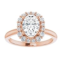 1 CT Oval Cut Moissanite Engagement Ring for Women Wedding Bridal Ring Set 925 10K 14K 18K Solid Rose Gold Solitaire Halo Eternity Vintage Anniversary Promise Purpose Gift for Her