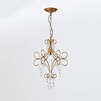 Retro Industry Iron Art Restaurant Pendant Light Hall Decorative Hanging Lamp Creative E14 Crystal Ceiling Chandelier for Living Room Stairs Balcony Lighting Fixture Lovely (Color : Brass)