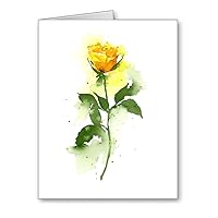 Yellow Rose - Set of 10 Floral Note Cards With Envelopes