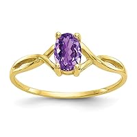 10k Yellow Gold Oval Prong set Polished Amethyst Ring Size 6 Jewelry for Women