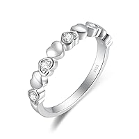 Moissanite Wedding bands for Women, Eternity Ring 925 Sterling Silver 18K White Gold Plated D Color VVS1 Lab Created Diamond Wedding Rings for Wife Mom