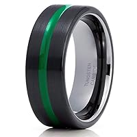 Green Tungsten Wedding Ring,Black Tungsten Ring,Tungsten Wedding Band,Gunmetal Tungsten Ring,Green Tungsten,Comfort Fit