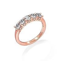 Amazon Collection Rose Gold-Plated Sterling Silver Infinite Elements Cubic Zirconia Round-Cut 5 Stone Ring, Size 6