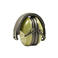 Earmuff hearing protection with low profile passive folding design 26dB NRR and reduces up to 125dB , Army Green