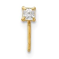 14k Gold 2.5 mm Square CZ Cubic Zirconia Simulated Diamond Nose Stud Jewelry for Women