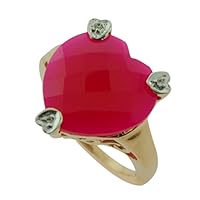 Carillon Dark Pink Onyx Heart Shape 15MM Natural Non-Treated Gemstone 14K Rose Gold Ring Gift Jewelry for Women & Men